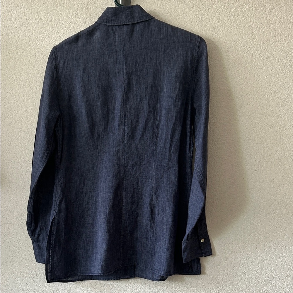 Paperwhite Women's Linen Button Down Shirt Side Slits size 4 - Picture 4 of 6
